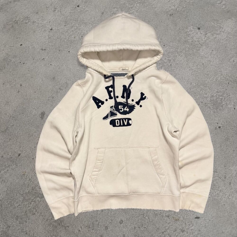 Y2K 2000’s Abercrombie & Fitch Hoodie Wingfoot Muscle Fit White Cream Hoodie Siz